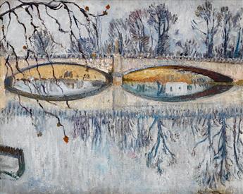 HAYLEY LEVER Signac Bridge, Passaic River in Winter.